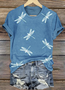 Floral Regular Fit V Neck Casual T-Shirt