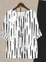 Women's Printing Striped Daily Going Out Two-Piece Set Black-white Casual Summer Top With Pants Matching Set