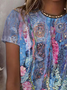 Women's Floral Print Casual Crew Neck Short Sleeve T-Shirt