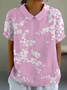Comstylish Cherry Blossom Japanese Print Casual Cotton Linen Shirt