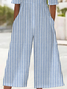 Women's H-Line V Neck Daily Going Out Casual Printing Striped Summer Ankle Pants Jumpsuit Romper