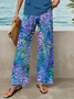 Women's Floral Print Casual Suspender Pants Two-Piece Set