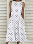 Women's Sleeveless Summer White Polka Dots Printing Crew Neck Daily Going Out Casual Maxi H-Line Fit & Flare Dress Dress
