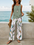 Women's Floral Print Casual Vest and Pants Two-Piece Set