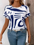 Women's Abstract Print Casual Round Neck Short Sleeve T-Shirt