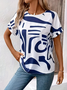 Women's Abstract Print Casual Round Neck Short Sleeve T-Shirt