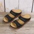 New large size slippers, retro stitching, non-slip round toe wedge heel, comfortable flat sandals for women