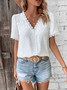 Women's Short Sleeve Shirt Summer White Polka Dots V Neck Daily Going Out Casual Top