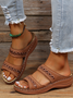 New large size slippers, retro stitching, non-slip round toe wedge heel, comfortable flat sandals for women