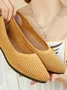 Summer solid color pointed flat shoes for women, casual and breathable, ladies' hollow cloth shoes, French style, no-tiring shoes