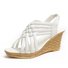 Summer street casual wedge sandals for women sexy fish mouth hollow woven wedge high heels