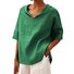 Women's Half Sleeve Blouse Summer White Plain Linen V Neck Daily Going Out Casual Top