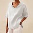Women's Half Sleeve Blouse Summer White Plain Linen V Neck Daily Going Out Casual Top