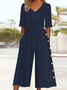 Women's H-Line V Neck Daily Going Out Casual Printing Plain Summer Ankle Pants Jumpsuit Romper