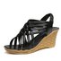 Summer street casual wedge sandals for women sexy fish mouth hollow woven wedge high heels