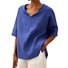 Women's Half Sleeve Blouse Summer White Plain Linen V Neck Daily Going Out Casual Top