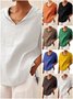 Women's Half Sleeve Blouse Summer White Plain Linen V Neck Daily Going Out Casual Top