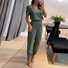 Women's Plain Daily Going Out Two-Piece Set darkgreen Casual Summer Top With Pants Matching Set