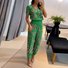 Women's Plain Daily Going Out Two-Piece Set darkgreen Casual Summer Top With Pants Matching Set