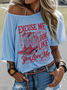 Western Style Round Neck Colored Cotton Short Sleeve T-Shirt