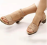 Spring and summer new fish mouth beach thick heel one word buckle simple thick heel high heel women's sandals