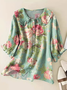 Women's Floral Print Casual Peter Pan Collar Shirt