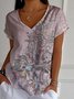 Jersey Paisley V Neck Casual T-Shirt