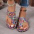 Ethnic Retro Flat Toe Slippers 2025 Summer New Breathable Printed Roman Style Slippers