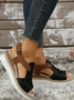 Casual Color Block Summer Pu Wedge Sandal