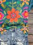 Casual Floral V Neck T-Shirt