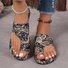 Ethnic Retro Flat Toe Slippers 2025 Summer New Breathable Printed Roman Style Slippers