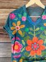 Casual Floral V Neck T-Shirt
