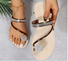 Large Size Women's Toe Sandals Summer New European And American Women's Beach Sandals Rhinestone Flower Flat Slippers