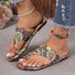 Ethnic Retro Flat Toe Slippers 2025 Summer New Breathable Printed Roman Style Slippers
