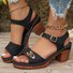Women's Thick Heel Sandals For Women To Wear As Outerwear In Summer New Thick Heel Large Size Casual Metal Buckle Comfortable High Heel Roman Sandals