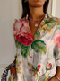 Women's Long Sleeve Shirt Spring/Fall As Picture Floral Buckle Shirt Collar Daily Going Out Casual Top