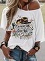 Western Style Round Neck Colored Cotton Short Sleeve T-Shirt