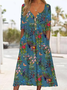 Women's Floral Print Casual Button Dress