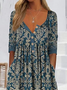 Women's Floral Print Casual Button Dress