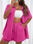 Women's Split Joint Plain Daily Going Out Two-Piece Set Pink Casual Summer Top With Pants Matching Set