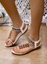 Bohemian Ethnic Style Women's Shoes Summer Fashion Beach Flat Sandals Beaded Diamond Flip Flops Sandals
