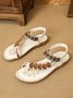 Bohemian Ethnic Style Women's Shoes Summer Fashion Beach Flat Sandals Beaded Diamond Flip Flops Sandals