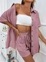 Women's Split Joint Plain Daily Going Out Two-Piece Set Pink Casual Summer Top With Pants Matching Set