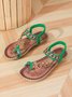 Bohemian Ethnic Style Women's Shoes Summer Fashion Beach Flat Sandals Beaded Diamond Flip Flops Sandals