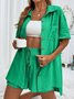 Women's Split Joint Plain Daily Going Out Two-Piece Set Pink Casual Summer Top With Pants Matching Set