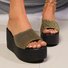 Gold Wedge Heel Heightening Slippers For Women Summer New Thick Bottom Sequins Net Celebrity Fashion Casual Sandals