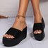 Gold Wedge Heel Heightening Slippers For Women Summer New Thick Bottom Sequins Net Celebrity Fashion Casual Sandals