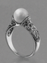 Hot Selling New Imported Artificial Abs Pearl Ring Plated With 14k Gold Retro Silver Jewelry Ring