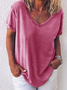 Women's Casual V-neck Short Sleeve T-shirt