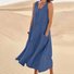 Women's Sleeveless Summer White Plain Split Joint Crew Neck Daily Going Out Casual Maxi A-Line Fit & Flare Dress Dress